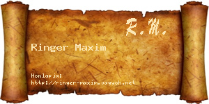 Ringer Maxim névjegykártya